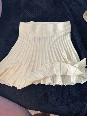 Vici Ivory Pleated Knit Midi Skirt